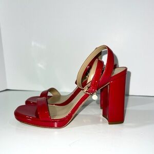 MICHAEL BY MICHAEL KORS Sexy Red Ankle Strap Charm 3.5" Hi Heel Shoes Sz.‎ 6.5